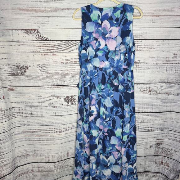 Soft Surroundings Ashyln Blue Purple Floral Ruffle Maxi Dress Size SM - Picture 4 of 4